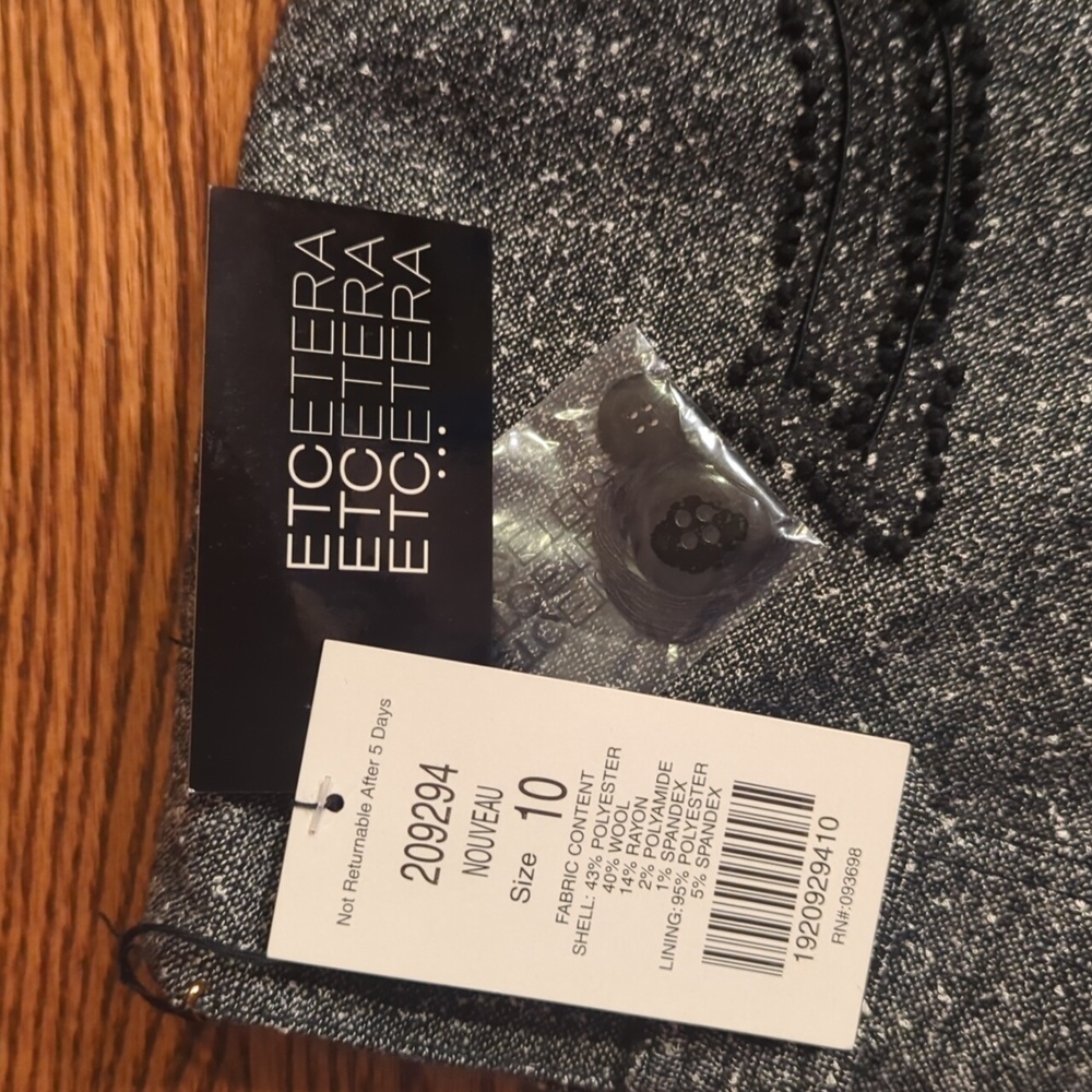 New Dark wool blend textured tweed Paisley embellished trousers NWT sz 10 - Picture 4 of 10